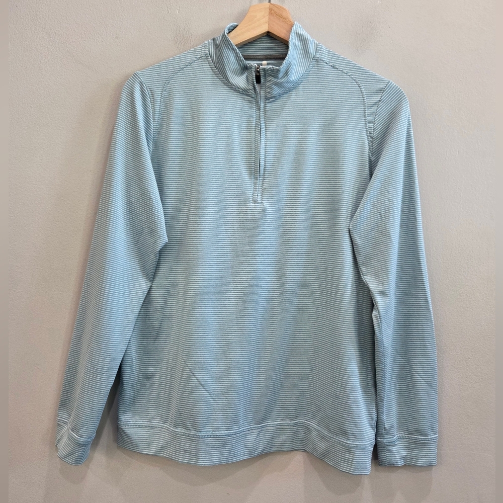 Johnnie-O 1/4 Zip Long Sleeve Golf Pullover Blue Women’s 14 Striped Performance